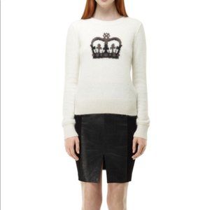 Gently Worn Club Monaco Natalia Angora Crown Sweater in Ivory Cream Thistle sz S